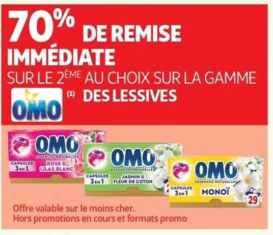 70% DE REMISE IMMÉDIATE SUR LE 2ÈME AU CHOIX SUR LA GAMME DES LESSIVES
