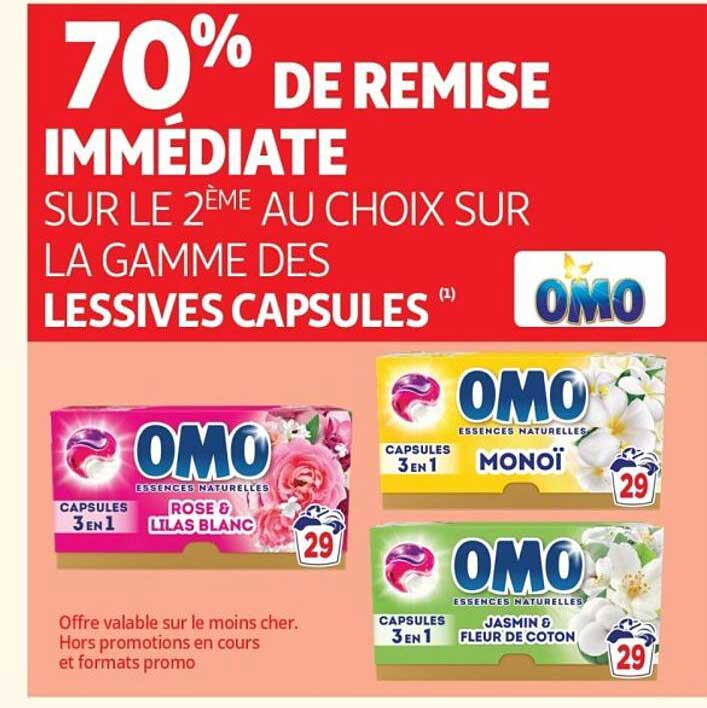 70% DE REMISE IMMÉDIATE SUR LE 2ÈME AU CHOIX SUR LA GAMME DES LESSIVES CAPSULES