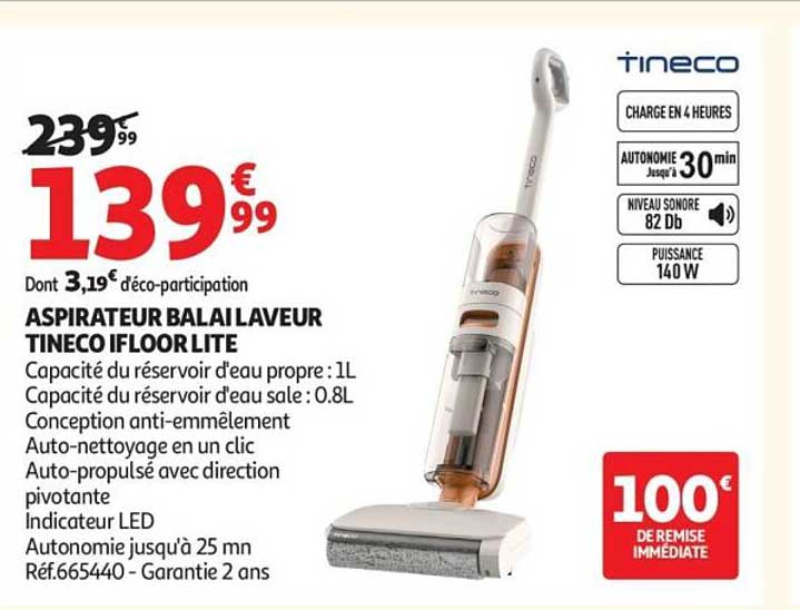 ASPIRATEUR BALAI LAVEUR TINECO IFLOOR LITE