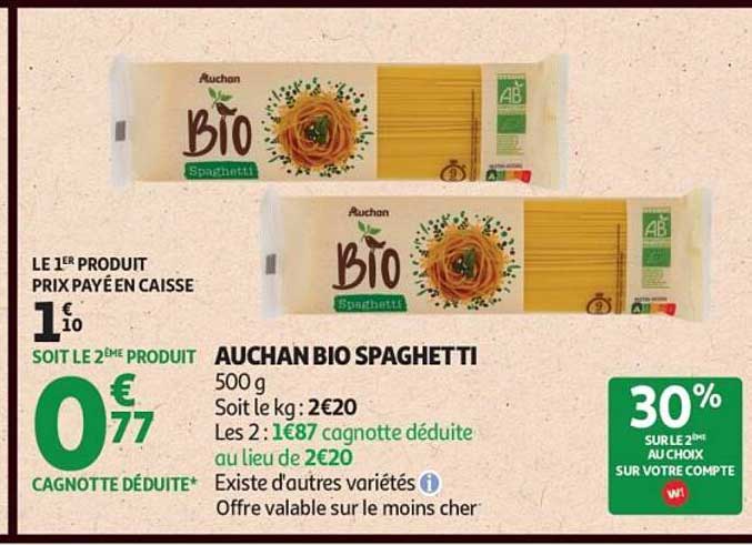 AUCHAN BIO SPAGHETTI