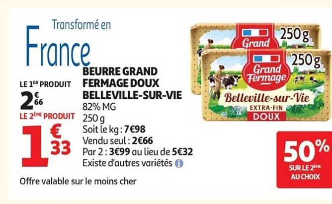 BEURRE GRAND FERMAGE DOUX BELLEVILLE-SUR-VIE