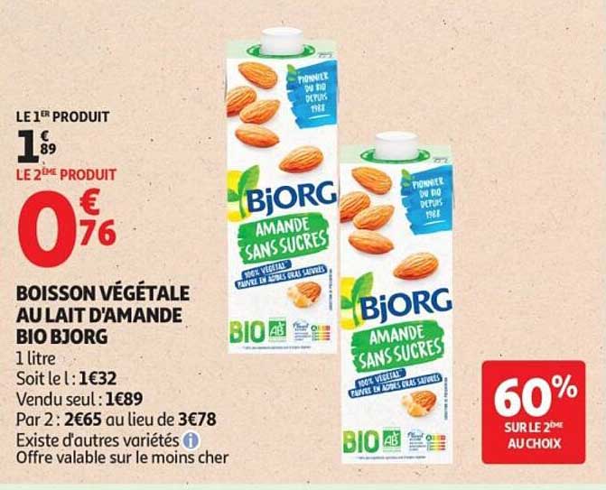 BOISSON VÉGÉTALE AU LAIT D'AMANDE BIO BJORG