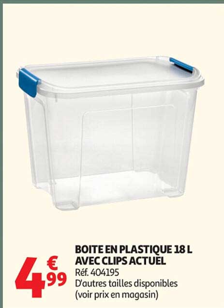 BOITE EN PLASTIQUE 18 L AVEC CLIPS ACTUEL