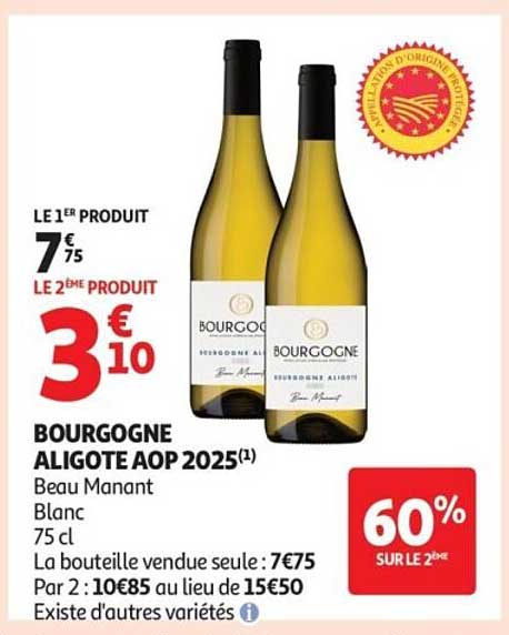 BOURGOGNE ALIGOTE AOP 2025(1) Beau Manant Blanc 75 cl
