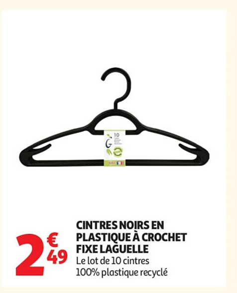 CINTRES NOIRS EN PLASTIQUE À CROCHET FIXE LA GUEULE
