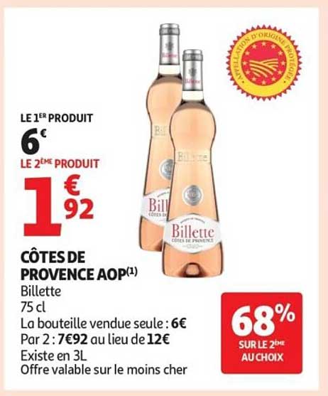 CÔTES DE PROVENCE AOP(1) Billette 75 cl