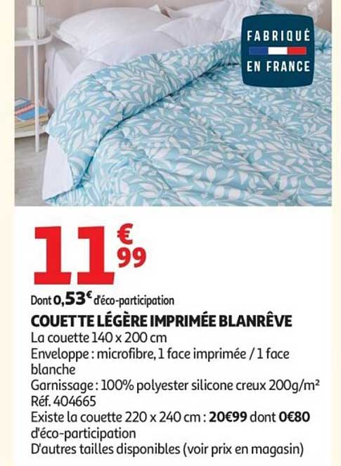 COUETTE LÉGÈRE IMPRIMÉE BLANRÊVE