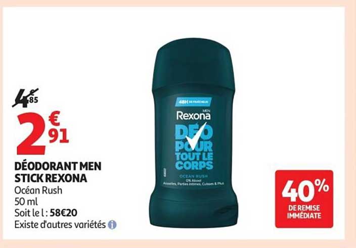 DÉODORANT MEN STICK REXONA Océan Rush 50 ml