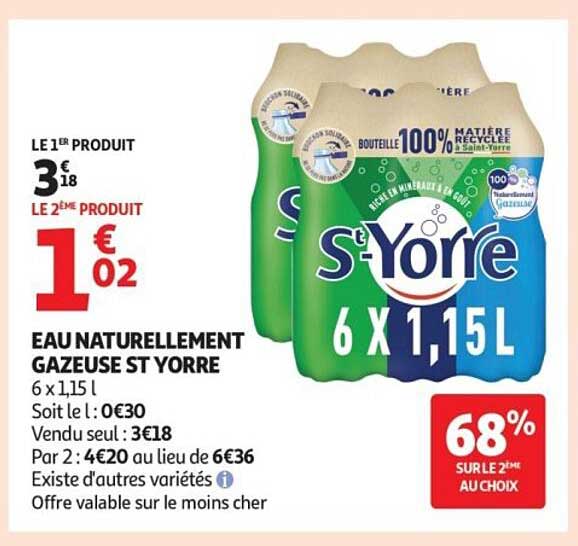 EAU NATURELLEMENT GAZEUSE ST YORRE 6 x 1,15 L