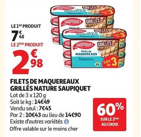 FILETS DE MAQUEREAUX GRILLÉS NATURE SAUPIQUET