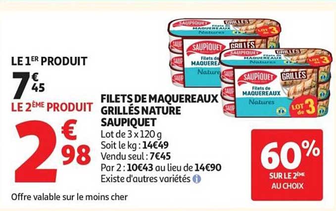 FILETS DE MAQUEREAUX GRILLÉS NATURE SAUPIQUET