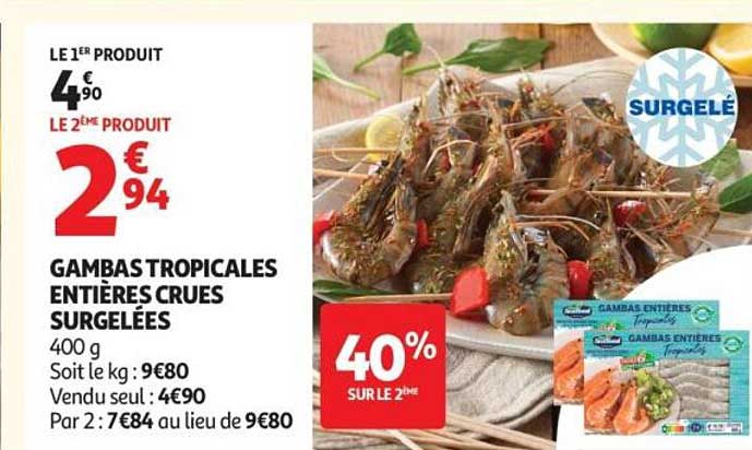 GAMBAS TROPICALES ENTIÈRES CRUES SURGELÉES