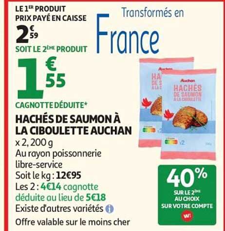 HACHÉS DE SAUMON À LA CIBOULETTE AUCHAN