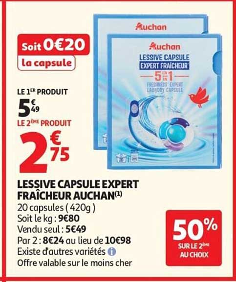 LESSIVE CAPSULE EXPERT FRAÎCHEUR AUCHAN