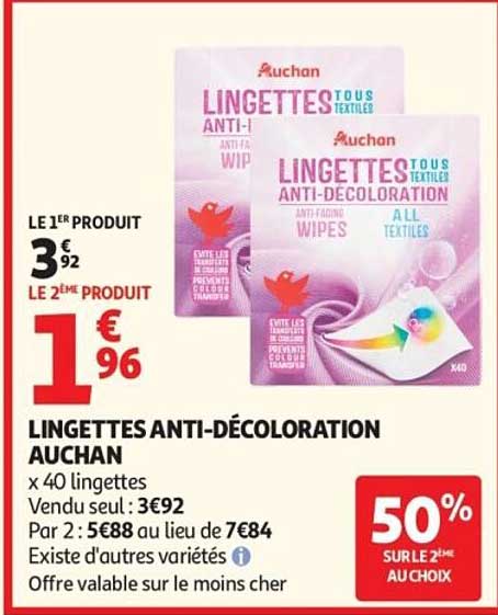 LINGETTES ANTI-DÉCOLORATION AUCHAN