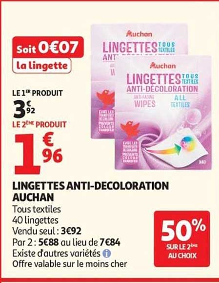 LINGETTES ANTI-DECOLORATION AUCHAN