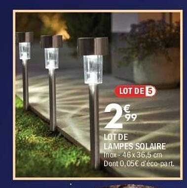 LOT DE 5 LOT DE LAMPES SOLAIRE Inox - 46 x 36,5 cm