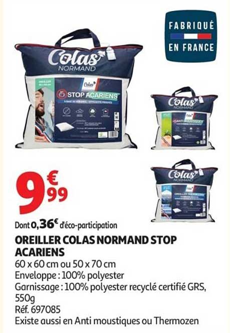 OREILLER COLAS NORMAND STOP ACARIENS