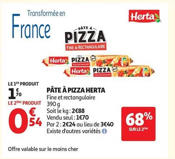PÂTE À PIZZA HERTA Fine et rectangulaire 390 g