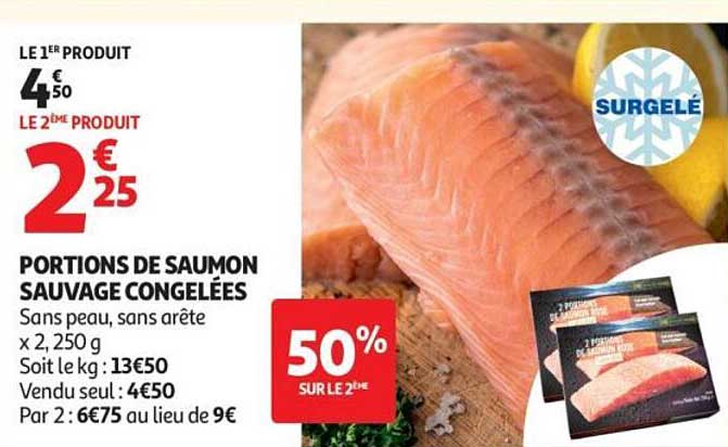 PORTIONS DE SAUMON SAUVAGE CONGELÉES