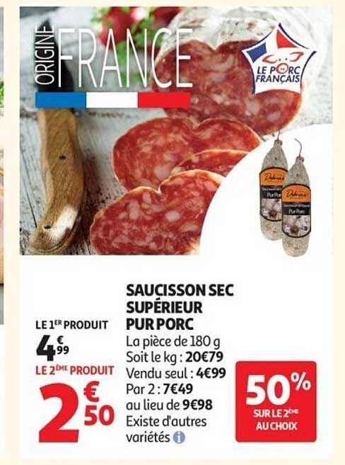 SAUCISSON SEC SUPÉRIEUR PUR PORC