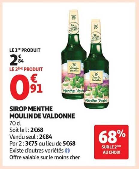 SIROP MENTHE MOULIN DE VALDONNE 70 cl