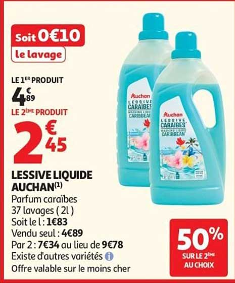 Soit 0€10 le lavage