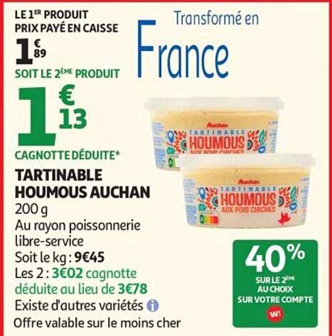 TARTINABLE HOUMOUS AUCHAN