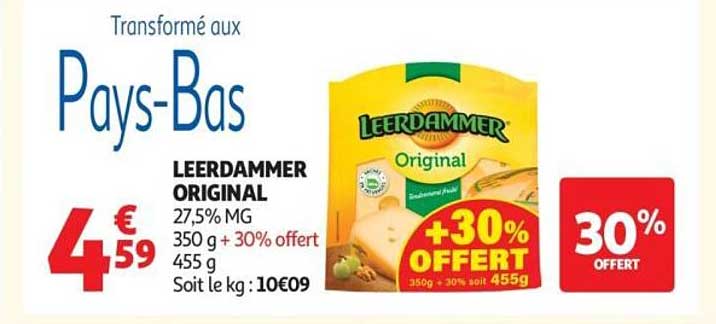 Transformé aux Pays-Bas LEERDAMMER ORIGINAL 27,5% MG 350 g + 30% offert 455 g