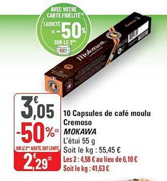 10 Capsules de café moulu Cremoso MOKAWA