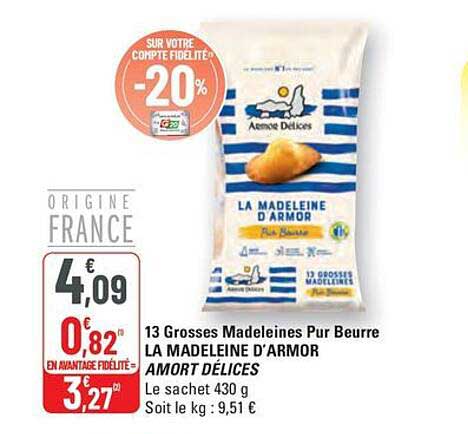 13 Grosses Madeleines Pur Beurre LA MADELEINE D'ARMOR AMORT DÉLICES
