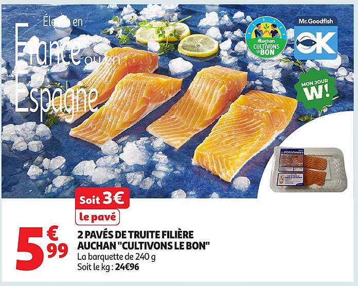 2 PAVÉS DE TRUITE FILIÈRE AUCHAN "CULTIVONS LE BON"