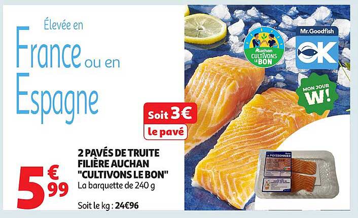 2 PAVÉS DE TRUITE FILIÈRE AUCHAN "CULTIVONS LE BON"