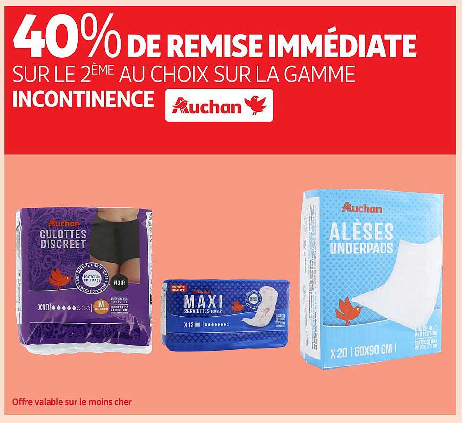40% DE REMISE IMMÉDIATE SUR LE 2ÈME AU CHOIX SUR LA GAMME INCONTINENCE