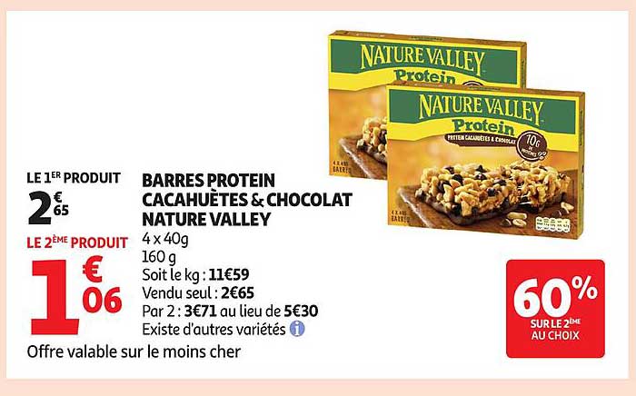 BARRES PROTEIN CACAHUÈTES & CHOCOLAT NATURE VALLEY