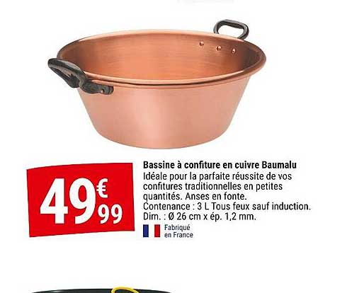 Bassine à confiture en cuivre Baumalu