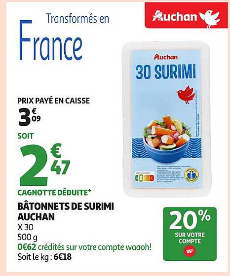 BÂTONNETS DE SURIMI AUCHAN