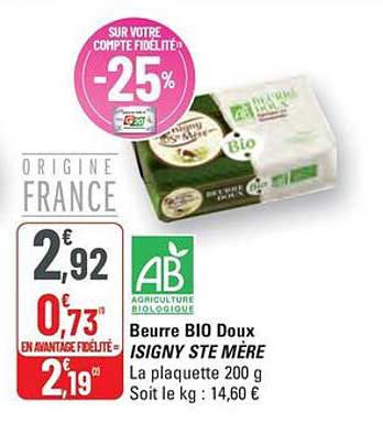 Beurre BIO Doux ISIGNY STE MÈRE