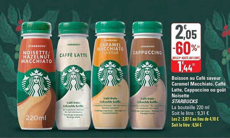 Boisson au Café saveur Caramel Macchiato, Caffè Latte, Cappuccino ou goût Noisette