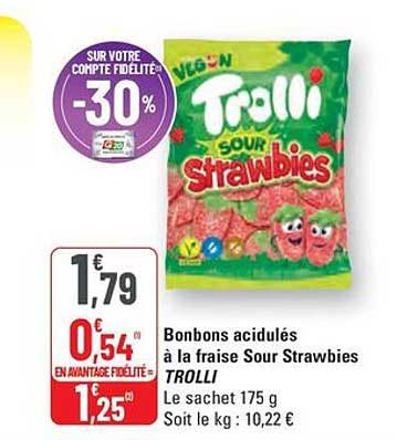 Bonbons acidulés à la fraise Sour Strawbies TROLLI