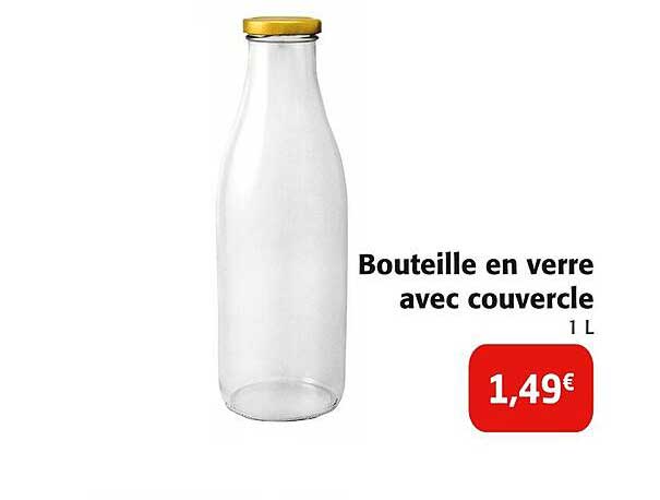 Bouteille en verre avec couvercle 1 L