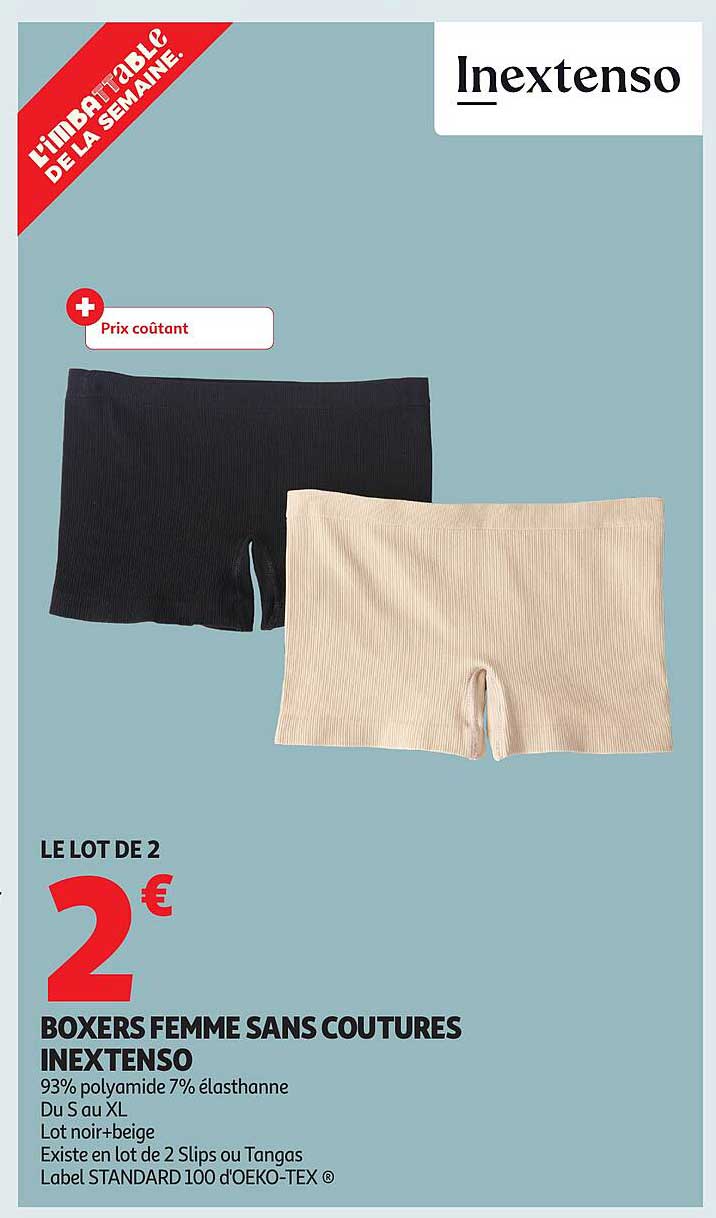 BOXERS FEMME SANS COUTURES INEXTENSO