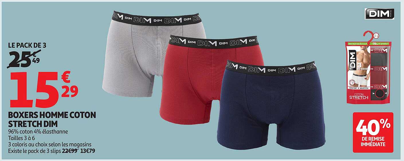 BOXERS HOMME COTON STRETCH DIM