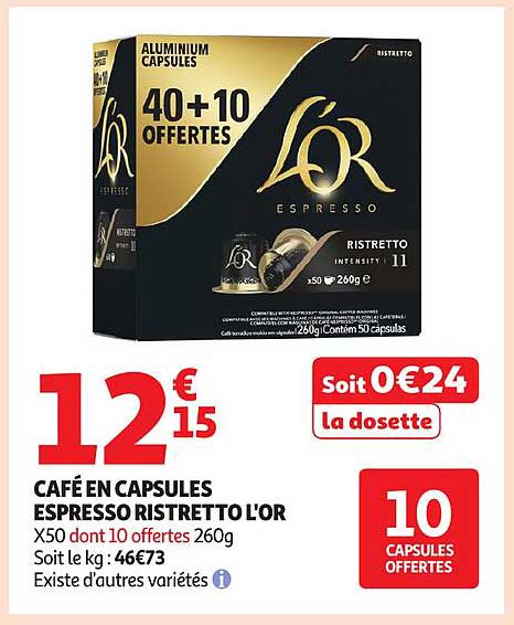 CAFÉ EN CAPSULES ESPRESSO RISTRETTO L'OR