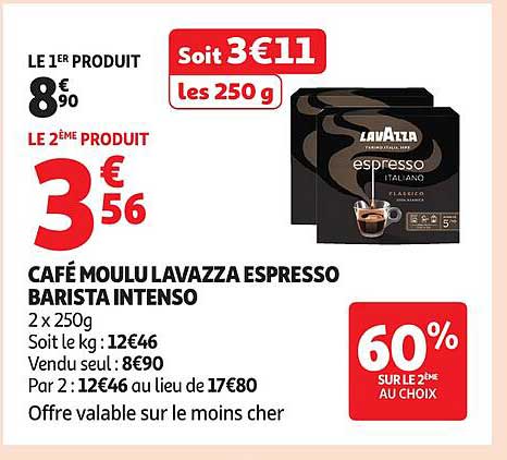 CAFÉ MOULU LAVAZZA ESPRESSO BARISTA INTENSO