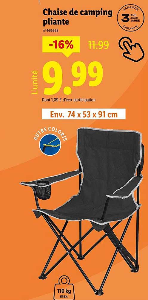 Chaise de camping pliante