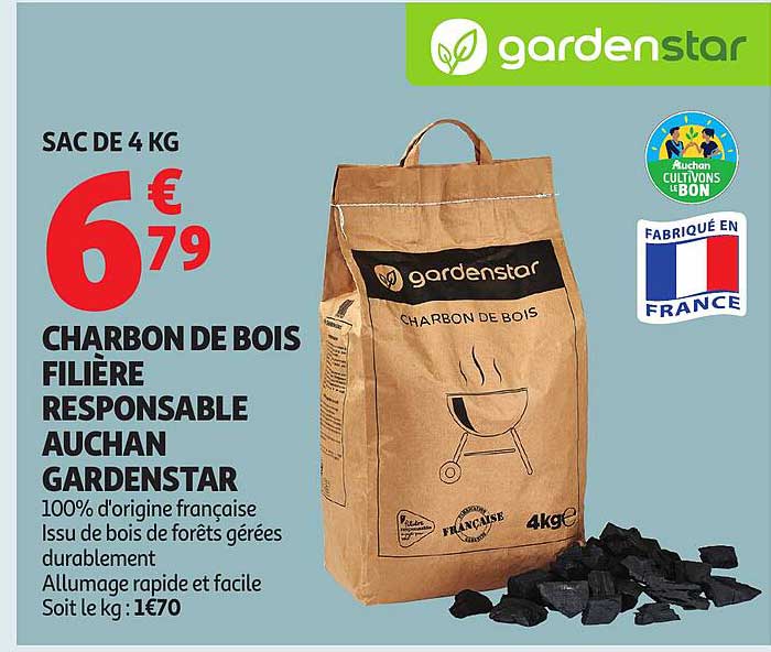 CHARBON DE BOIS FILIÈRE RESPONSABLE AUCHAN GARDENSTAR