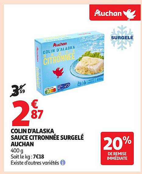 COLIN D'ALASKA SAUCE CITRONNÉE SURGELÉ AUCHAN