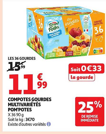 COMPOTES GOURDES MULTIVARIÉTÉS POM'POTES