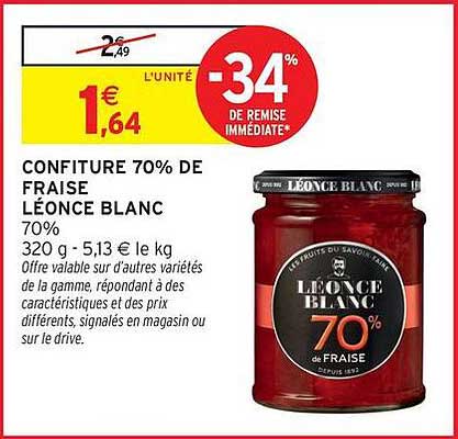 CONFITURE 70% DE FRAISE LÉONCE BLANC